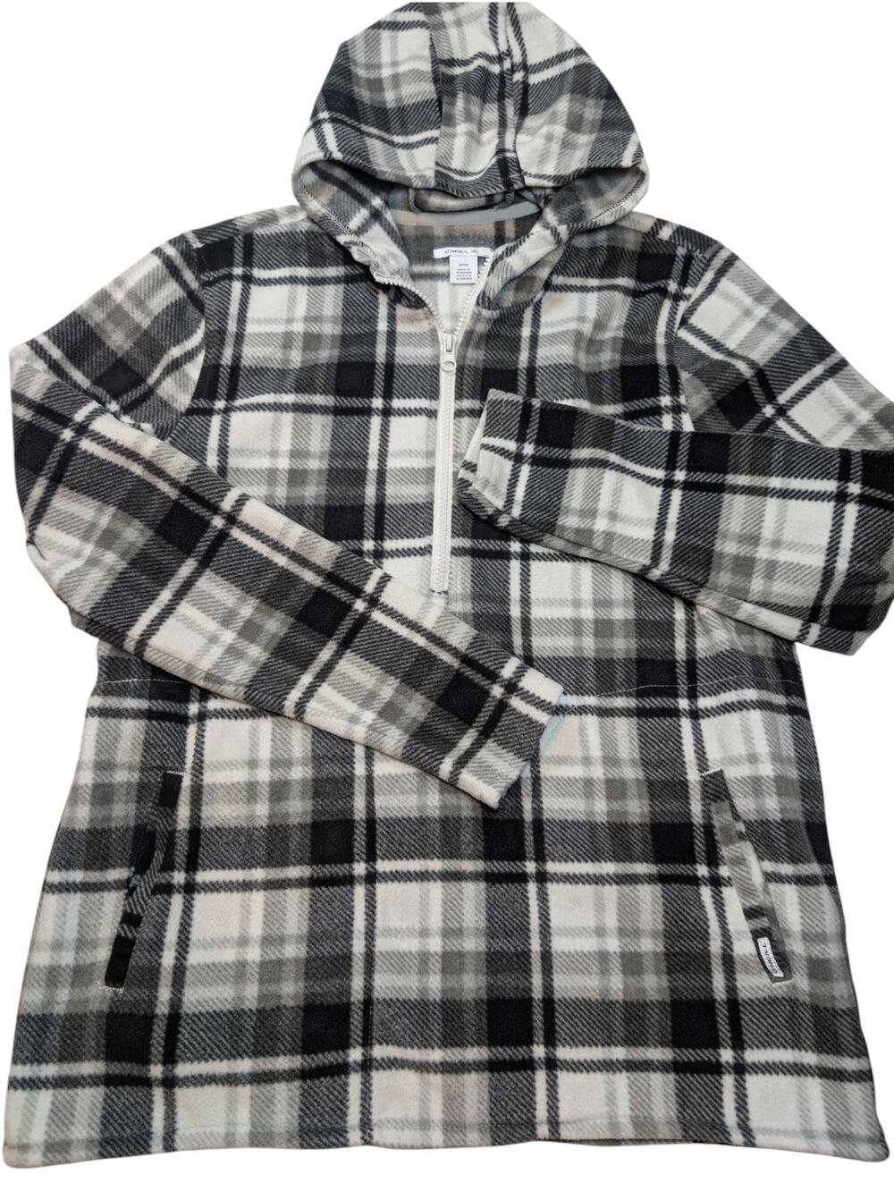 O’Neill Women’s Med 1/4 Zip Polar Fleece Hoodie Pullover Pockets Warm Midweight